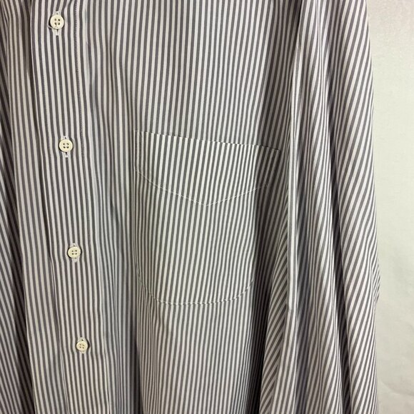 Ben Silver with Ike Behar, Gray/White Stripe Button Down Shirt 17-36 Long Sleeve - Picture 3 of 4